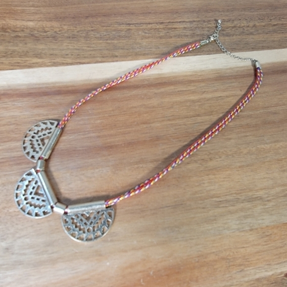 Old Navy Multi color braided necklace with Gold / Brass Tone Half Moon Pendant - Picture 8 of 16